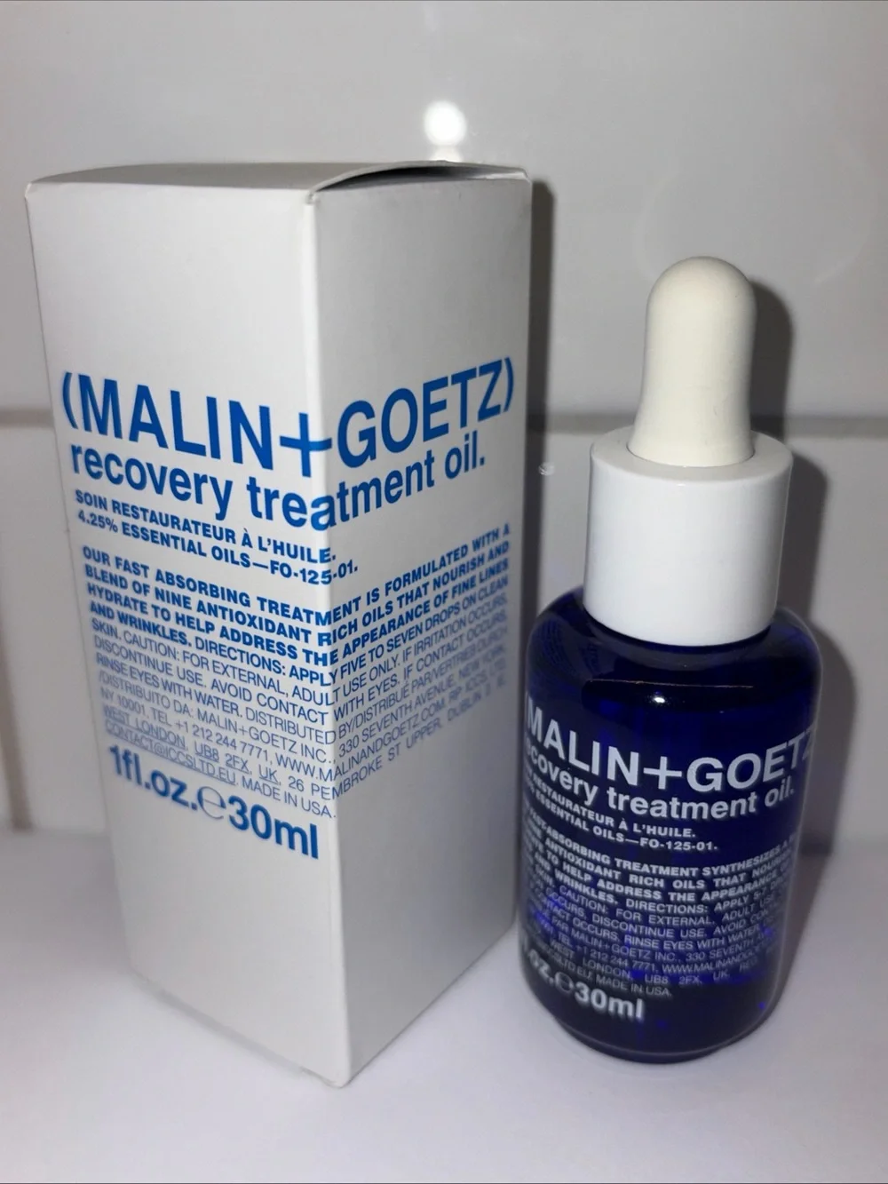 MALIN+GOETZ Recovery Treatment Oil - Blue & White Dropper Bottle